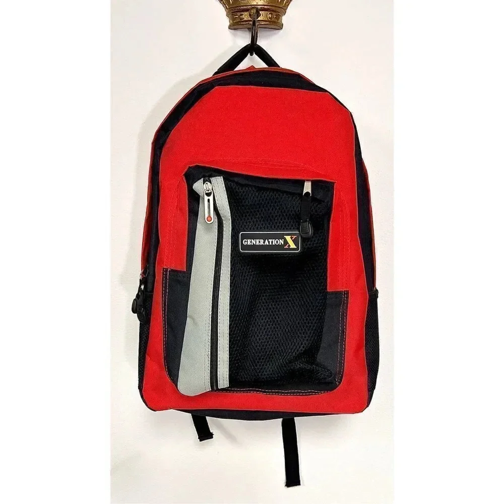 Overland Mens Black & Red Gadget Ready To Go Padded Backpack Generation X NWT